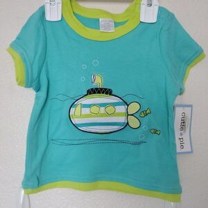 Cutie Pie 12M Child toddler short sleeve T-shirt Submarine Cotton Green